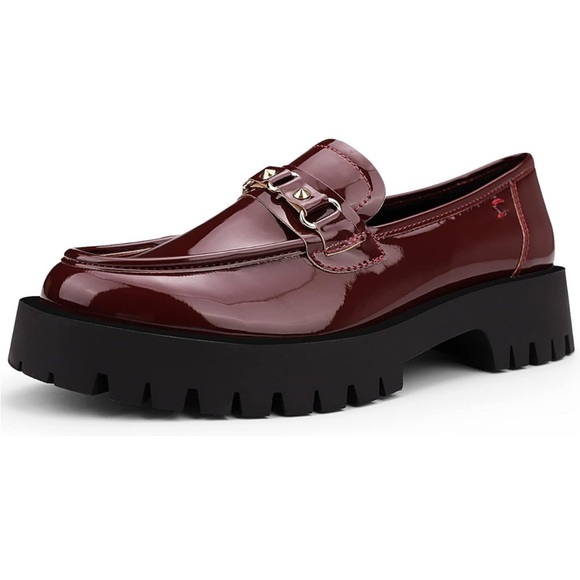 Lug Sole Patent Loafers Maroon - Picture 6 of 6